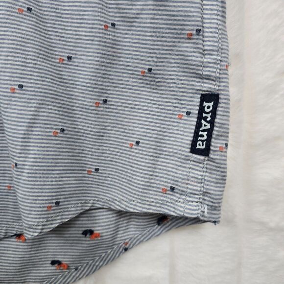 prAna Men's Button Up Shirt Short Sleeve Collar Striped Slim Fit Size XL - Picture 3 of 9